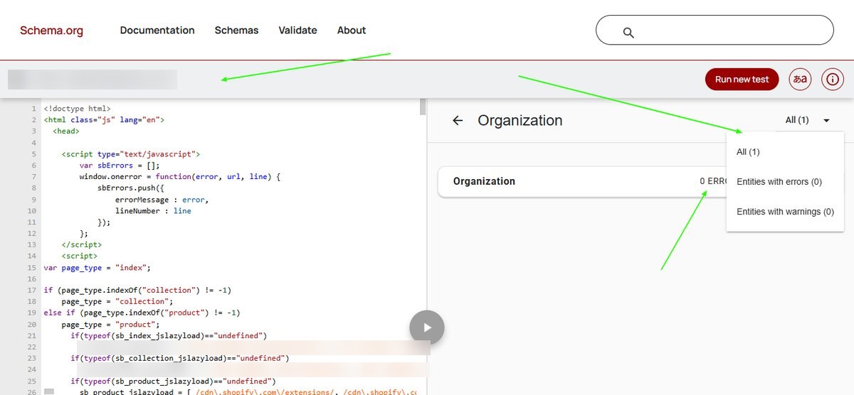 Schema validator with 0 errors